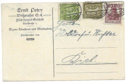 18.03.1922 Infla Card With Good Colours Stamps Weisswasser To Kiel - Brieven En Documenten