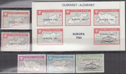 INSEL ALDERNEY (Guernsey), Nichtamtl. Briefmarken, Block + 5 Marken, Ungebraucht **, Europa 1964, Tragflächenboot - Alderney