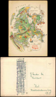 .Mecklenburg-VorpommernRügen Wanderkarte Nach Zeichnung A. Hoppe (Leipzig) 1958 - Altri & Non Classificati