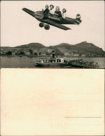 Ansichtskarte Königswinter Drachenfels, Flugzeug, Fähre - Fotomontage 1961 - Koenigswinter
