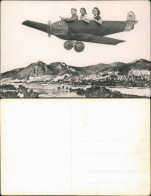 Ansichtskarte Königswinter Drachenfels, Flugzeug - Menschen Fotomontage 1961 - Koenigswinter