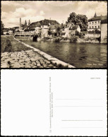 Ansichtskarte Cham (Oberpfalz) Flußpartie, Brücke - Stadt 1961 - Other & Unclassified