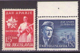 Yugoslavia 1951 - Airmail - Army Day, Marshal Tito - Mi 675-676 - MNH**VF - Unused Stamps