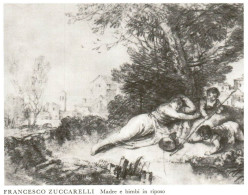 Francesco Zuccarelli, Madre E Figli In Riposo, Stampa Epoca, Vintage Print - Prints & Engravings