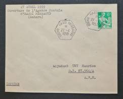 ALGÉRIE  , Timbre De France N°1115A Avec Cachet : HASSI MESSAOUD (Sahara) Du 27/4/59. Ouverture De L'agence Postale. - Lettres & Documents