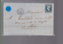 Un  Timbre  Napoléon III   N°  14     20 C Bleu   Sur  Lettre      1854   Destination    Grandvilliers - 1849-1876: Klassieke Periode
