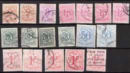 1957-1960 Chiffres Sur Lion Héraldique 1026A à 1027B Oblitérés (différents Tons, Différents Papiers) 18 Timbres - 1951-1975 Leone Araldico