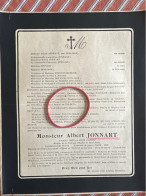 Monsieur Albert Jonnart Avocat Cour D’Appel *1889 Mons +1944 Captivite Hopital Nord Ausque Saint-Omer France WOII Guerre - Obituary Notices
