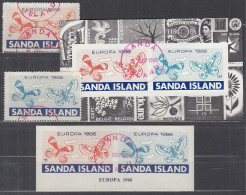 INSEL SANDA (Schottland), Nichtamtl. Briefmarken, 2 Blöcke + 2 Marken, Gestempelt, Europa 1966, Schmetterlinge - Escocia