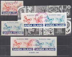 INSEL SANDA (Schottland), Nichtamtl. Briefmarken, 2 Blöcke + 2 Marken, Gestempelt, Europa 1966, Schmetterlinge - Schottland