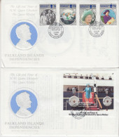 Falkland Islands Dependencies (FID) 1985  Life And Times Of The Queen Mother 4v  + M/s FDC (59694) - Georgias Del Sur (Islas)