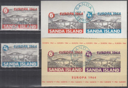 INSEL SANDA (Schottland), Nichtamtl. Briefmarken, 2 Blöcke + 2 Marken, Gestempelt, Europa 1964, Europabrücke - Schotland