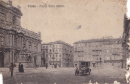 TORINO PIAZZA CARLO ALBERTO -  AUTOMOBILE NON IDENTIFICATA  - CARTOLINA SPEDITA IL 12 MAGGIO 1914 - Plaatsen & Squares