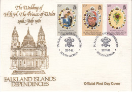 Falkland Islands Dependencies 1981 Royal Wedding 3v FDC (59696) - Georgia Del Sud