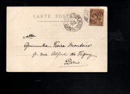 MONACO SEUL SUR CARTE POUR LA FRANCE 1901 - Storia Postale