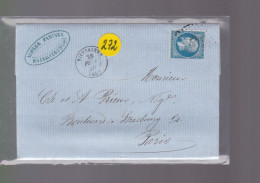 Un  Timbre  Napoléon III   N°  14     20 C Bleu   Sur  Lettre  Départ Rivesaltes   1859     Destination Paris - 1849-1876: Periodo Clásico