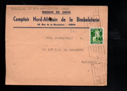 ALGERIE LETTRE A EN TETE DE ORAN POUR LA FRANCE 1957 - Storia Postale