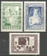 Belgique - Unesco, Chimie, Education, Paix N°842 à 844 * - Unused Stamps