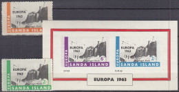 INSEL SANDA (Schottland), Nichtamtl. Briefmarken, Block + 2 Marken, Ungebraucht **, Europa 1963, Elefantenfelsen - Schottland