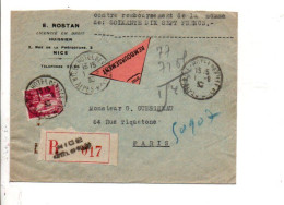 LETTRE RECOMMANDEE CONTRE REMBOURSEMENT DE NICE 1933 - Lettres & Documents