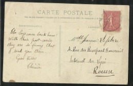 France CPA édition Bergeret Rose De Noël De Boulogne Le 19/12/1907 Pour Rouen Avec N°129 Seul B/TB - Brieven En Documenten