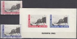 INSEL SANDA (Schottland), Nichtamtl. Briefmarken, Block + 2 Marken, Ungebraucht **, Europa 1962, Elefantenfelsen - Scozia