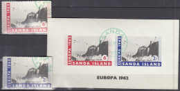 INSEL SANDA (Schottland), Nichtamtl. Briefmarken, Block + 2 Marken, Gestempelt, Europa 1962, Elefantenfelsen - Escocia