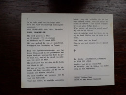 Paul Lommelen ° Mol 1955 + Merksplas 1975 (Fam: Janssens - Van De Laer) - Todesanzeige