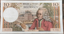 Billet De 10 Francs VOLTAIRE 5 - 11 - 1971 FRANCE Y.712 - 10 F 1963-1973 ''Voltaire''