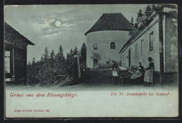 Mondschein-AK Seidorf /Riesengebirge, An Der St. Annakapelle  - Schlesien