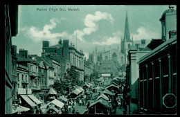 Ref 1645 - Early Postcard - High Street Market - Walsall Staffordshire - Other & Unclassified