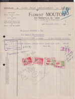 DDGG 077 - Facture 1931 - Cuirs Pour Ameublement Florent MOUTON à LIEGE - Cachets De La Firme Sur Timbres Fiscaux - 1900 – 1949