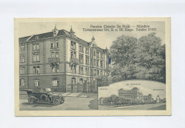 1912 Bayern Werbekarte München  Pension Ciessler De Niem Türkenstrasse Mit Automobil - Muenchen