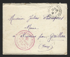 Enveloppe Avec Cachet Hôpital Auxiliaire Enghien Les Bains  Union Des Femmes De France - Guerre De 1914-18