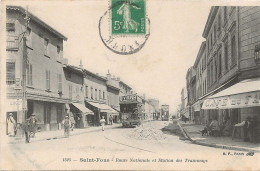 CPA SAINT FONS - ROUTE NATIONALE ET STATION DES TRAMWAYS ***TRES BON ETAT*** - Autres & Non Classés