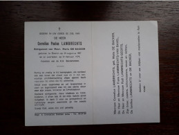 Cornelius Paulus Lambrechts ° Ekeren 1897 + Ekeren 1979 X Maria De Backer (Fam: Van Bavel - Geerts) - Décès