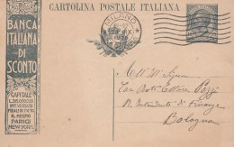 2318 - REGNO - Intero Postale Pubblicitario "BANCA ITALIANA DI SCONTO " Da Cent.15 Ardesia Del 1920 Da Milano A Bologna - Publicité