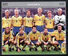 Tadzikistan 2000 Football Soccer European Championship, Sheetlet With Sweden Team MNH - Europees Kampioenschap (UEFA)