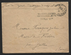 Enveloppe Avec Marque 16E CORPS D4ARMEE HOP.TEMP.N°33 CETTE - Oorlog 1914-18