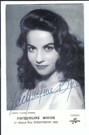 JACQUELINE BOYER   1er Grand Prix EUROVISION 1960  (gesigneerd) - Zangers En Musicus