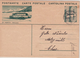 1932 Svizzera Intero Postale 10c Figurato ST. MORITZ - MALPOJA - Storia Postale