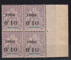 Martinique N° 59 Bloc De 4 Neuf ** Avec Certificat - Unused Stamps