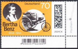 !a! GERMANY 2024 Mi. 3829 MNH SINGLE From Lower Right Corner - Cäcilie Berta Benz, German Automobile Pioneer - Unused Stamps