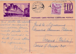 1937 Svizzera Intero Postale 10c Figurato Annullo Meccanico ALTSTATTEN (Rheintal), Marktgasse - Cartas & Documentos