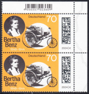 !a! GERMANY 2024 Mi. 3829 MNH Vert.PAIR From Upper Right Corner - Cäcilie Berta Benz, German Automobile Pioneer - Nuovi