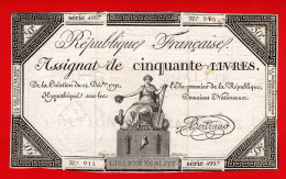 ASSIGNAT DE 50 LIVRES - BERTRAND - 14 DECEMBRE 1792 - REVOLUTION FRANCAISE - Assignate