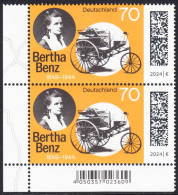 !a! GERMANY 2024 Mi. 3829 MNH Vert.PAIR From Lower Left Corner - Cäcilie Berta Benz, German Automobile Pioneer - Unused Stamps