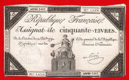 ASSIGNAT DE 50 LIVRES - POIRE - 14 DECEMBRE 1792 - REVOLUTION FRANCAISE - Assignate