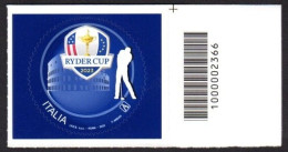 2023 - ITALIA / ITALY - RYDER CUP - CODICE A BARRE / BAR CODE. MNH - Code-barres