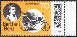 !a! GERMANY 2024 Mi. 3829 MNH SINGLE W/ Right Margin (a) - Cäcilie Berta Benz, German Automobile Pioneer - Ongebruikt